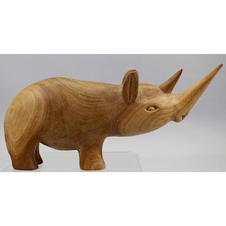 Vintage Carved Wooden Figure of a Rhino