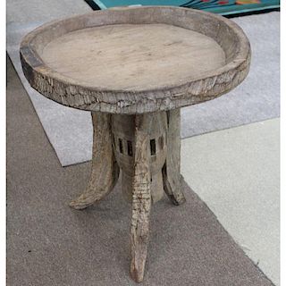 Primitive Carved Wooden Table