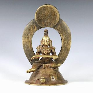 18th C. Indian Bronze Saraswati Goddess of Wisdom