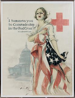 HARRISON FISHER WWI RED CROSS RECRUITMENT POSTER