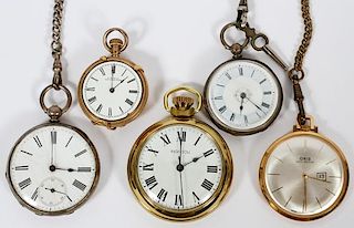 ASSORTED POCKET WATCHES EARLY-LATE 20TH C. FIVE