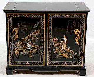 JASPER CHINOISERIE STYLE PAINTED CONTEMPORARY BAR