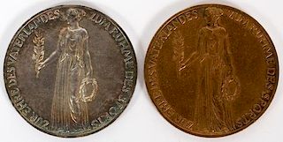 1936 OLYMPIC SILVER AND BRONZE VISITOR'S MEDALS