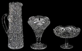 AMERICAN CUT GLASS TABLEWARE CIRCA 1900 3 PIECES