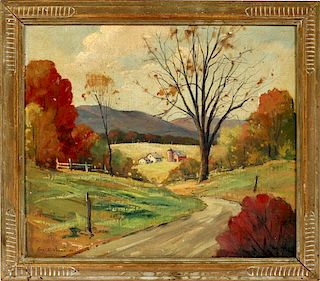 GEORGE G. JOHNS OIL ON CANVAS BOARD 1946
