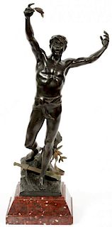 FRENCH PATINATED BRONZE SCULPTURE LATE 19TH C.