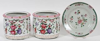 JAPANESE & CHINESE PAINTED PORCELAIN JARS & PLATE