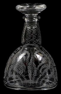 BACCARAT ETCHED GLASS DECANTER EARLY 20TH C.