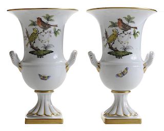 Pair Herend Urn-Form Footed Vases