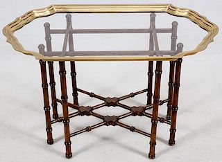 GLASS & BRASS TOP COCKTAIL TABLE