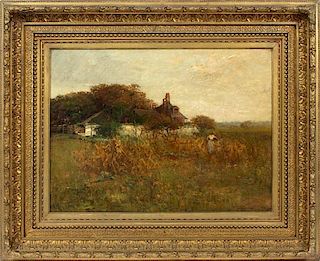 CHARLES EDWIN LEWIS GREEN OIL ON CANVAS
