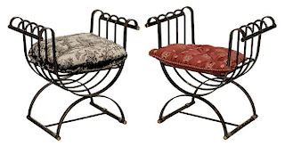 Pair Iron and Steel X-Form Chairs