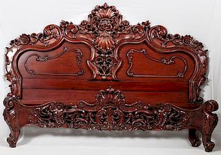 CARVED MAHOGANY BEDROOM SUITE 7 PIECES