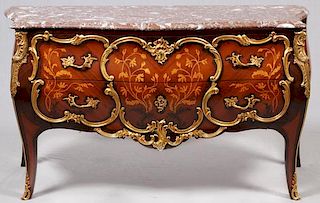 LOUIS XV STYLE BRONZE MOUNTED COMMODE