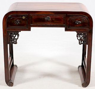 CHINESE MING STYLE CARVED ROSEWOOD WRITING DESK