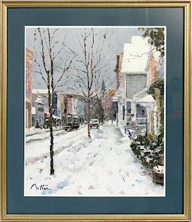 AFTER PIERRE BITTAR (FRENCH, B. 1934), OFFSET LITHOGRAPH, H 24", W 20", HARBOR SPRINGS IN WINTER