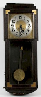 GERMAN OAK WALL CLOCK C. 1900