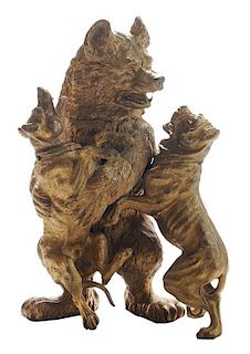 Monumental Gilt Bronze Bear and Dog