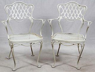 WROUGHT IRON CHAIRS PAIR