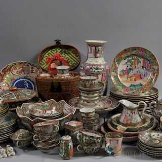 Extensive Group of Mostly Rose Medallion