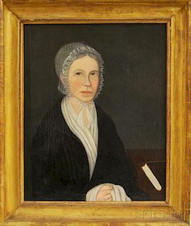 American School, 19th Century      Folk Portrait of Cynthia Foster.