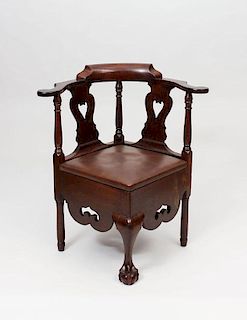 Chippendale Mahogany Corner Commode Chair, Possibly Albany, New York