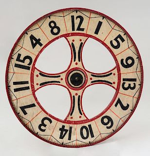 Metal-Mounted Wood Roulette Wheel and a Pin Ball Board