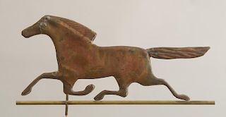 Hollow-Cast Copper Running Horse-Form Weathervane