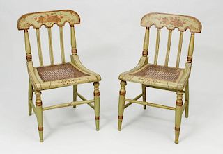Pair of Fancy Painted Side Chairs, Baltimore