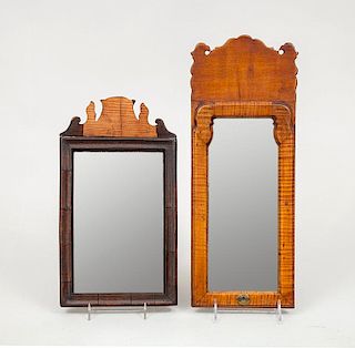 American Figured Maple Small Pier Mirror and a Small Stained Wood Mirror