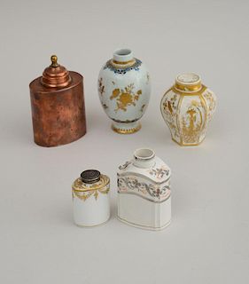 Miscellaneous Group of Four Porcelain Tea Caddies