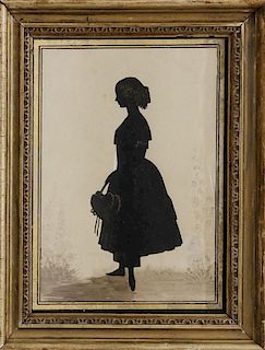 Attributed to Frederick Frith (1819-1871): Full-Length Silhouette of a Girl Holding Her Bonnet