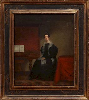 American School: Portrait of a Woman by a Piano