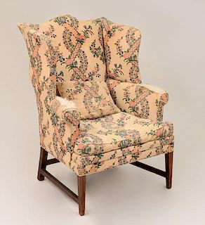 George III Style Inlaid Mahogany Wing Armchair