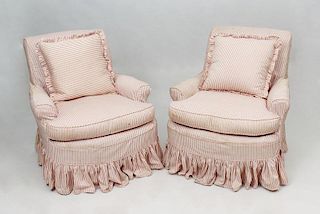 Pair of Cotton Slip-Covered Club Chairs
