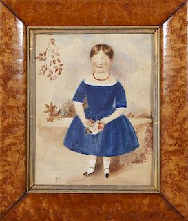 American School: Young Girl in Blue Dress