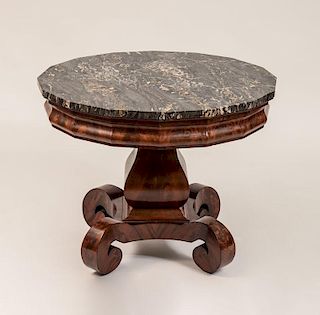 American Classical Mahogany Marble-Top Center Table