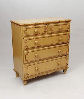 English Victorian Faux Bamboo Painted Chest of Drawers