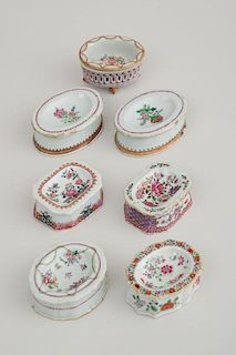 Group of Seven Chinese Export Famille Rose Porcelain Salts