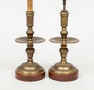 Pair of Baroque Style Brass Candlestick Lamps