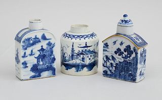 Two Chinese Export Blue and White Porcelain Tea Caddies
