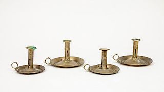 Four Brass Chamber Candlesticks