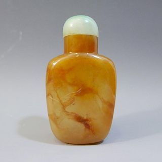 EXTREMELY RARE ANTIQUE CHINESE CARVED AGATE SNUFF BOTTLE - 18TH CENTURY 极其罕见的中国古董玛瑙雕刻鼻烟壶 - 18世纪