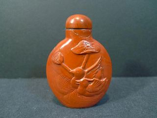 ANTIQUE CHINESE RED AGATE NANHONG SNUFF BOTTLE 中国古董南红红玛瑙鼻烟壶