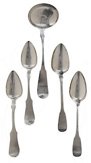Five Coin Silver Ladle and Spoons