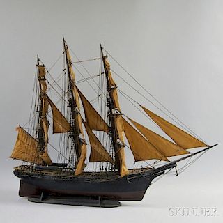 Painted and Carved Wooden Ship's Model of the Game Cock
