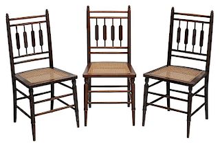 Set of Three Cane-Seat Side Chairs