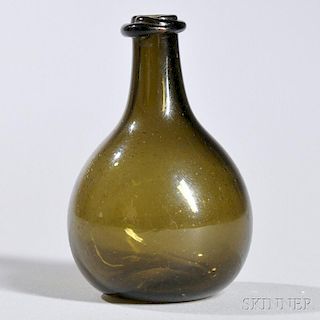 Miniature Blown Green Glass Chestnut Bottle