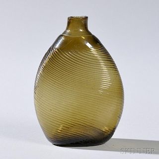 Blown Olive/Amber Flask