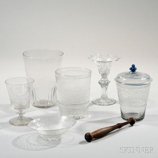 Six Blown Glass Table Items